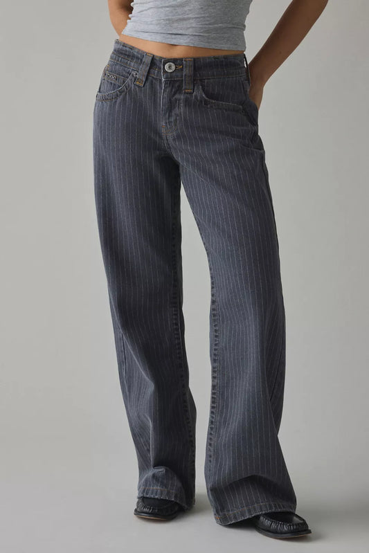 Kayla jeans met gedrukte krijtstreep